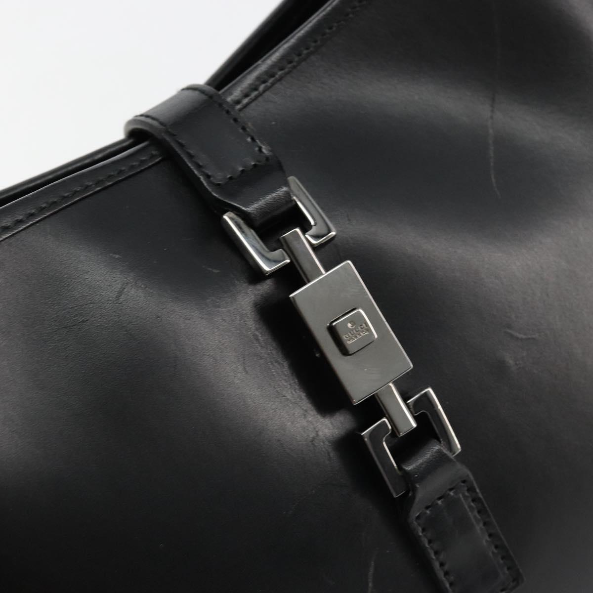 GUCCI Jackie Hand Bag Leather Black Silver Auth ep14750V