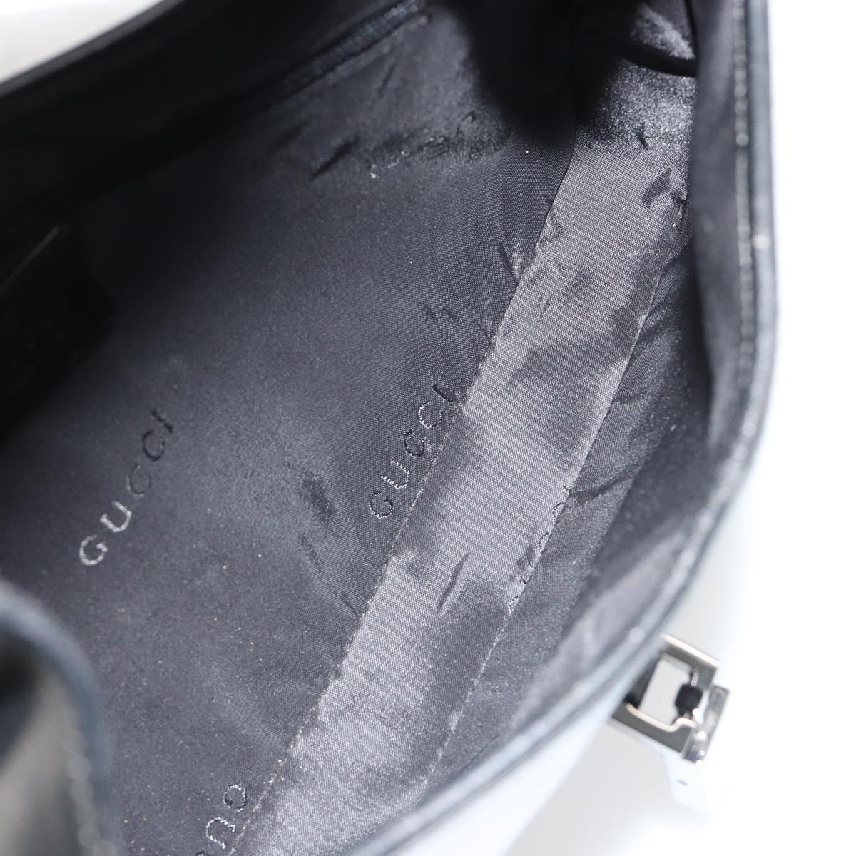 GUCCI Jackie Hand Bag Leather Black Silver Auth ep14750V