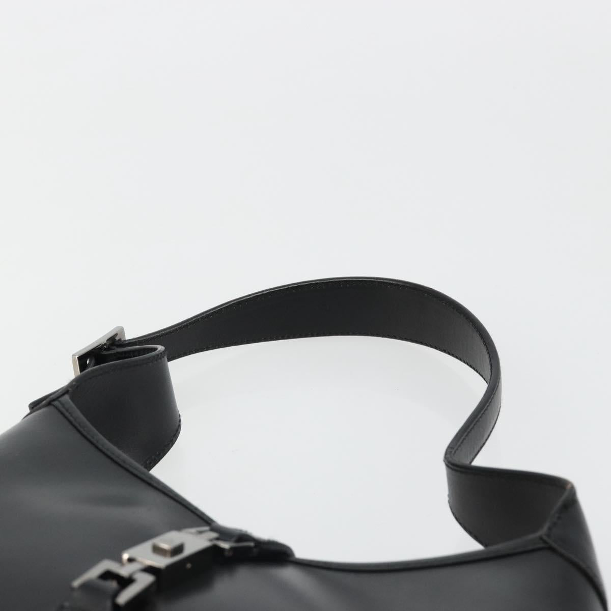 GUCCI Jackie Hand Bag Leather Black Silver Auth ep14750V