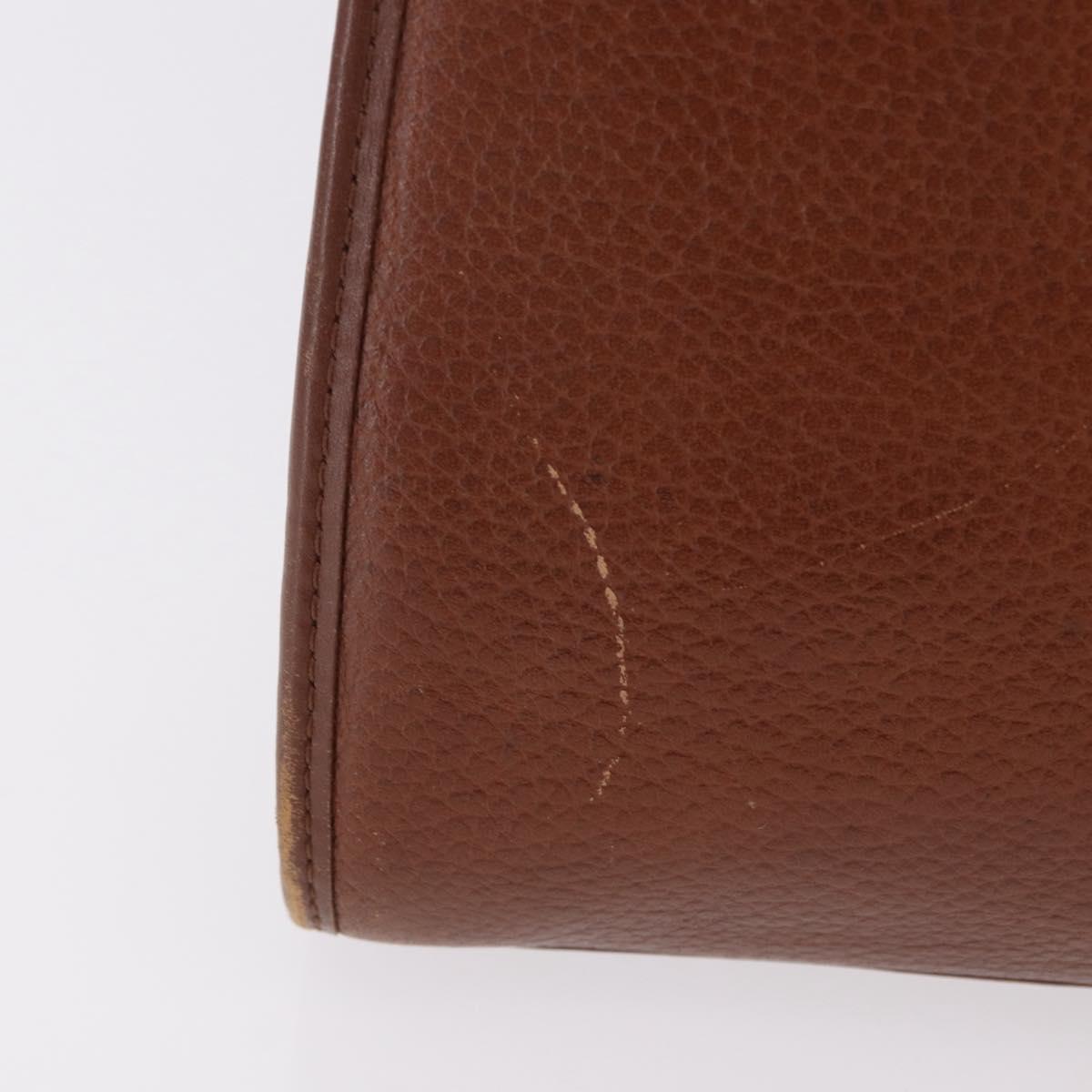 Burberrys Hand Bag Leather Brown Gold Auth ep14751