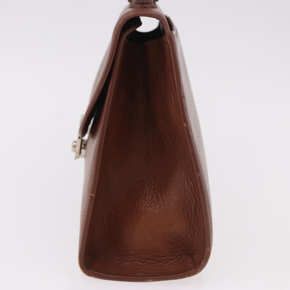 Burberrys Hand Bag Leather Brown Gold Auth ep14751