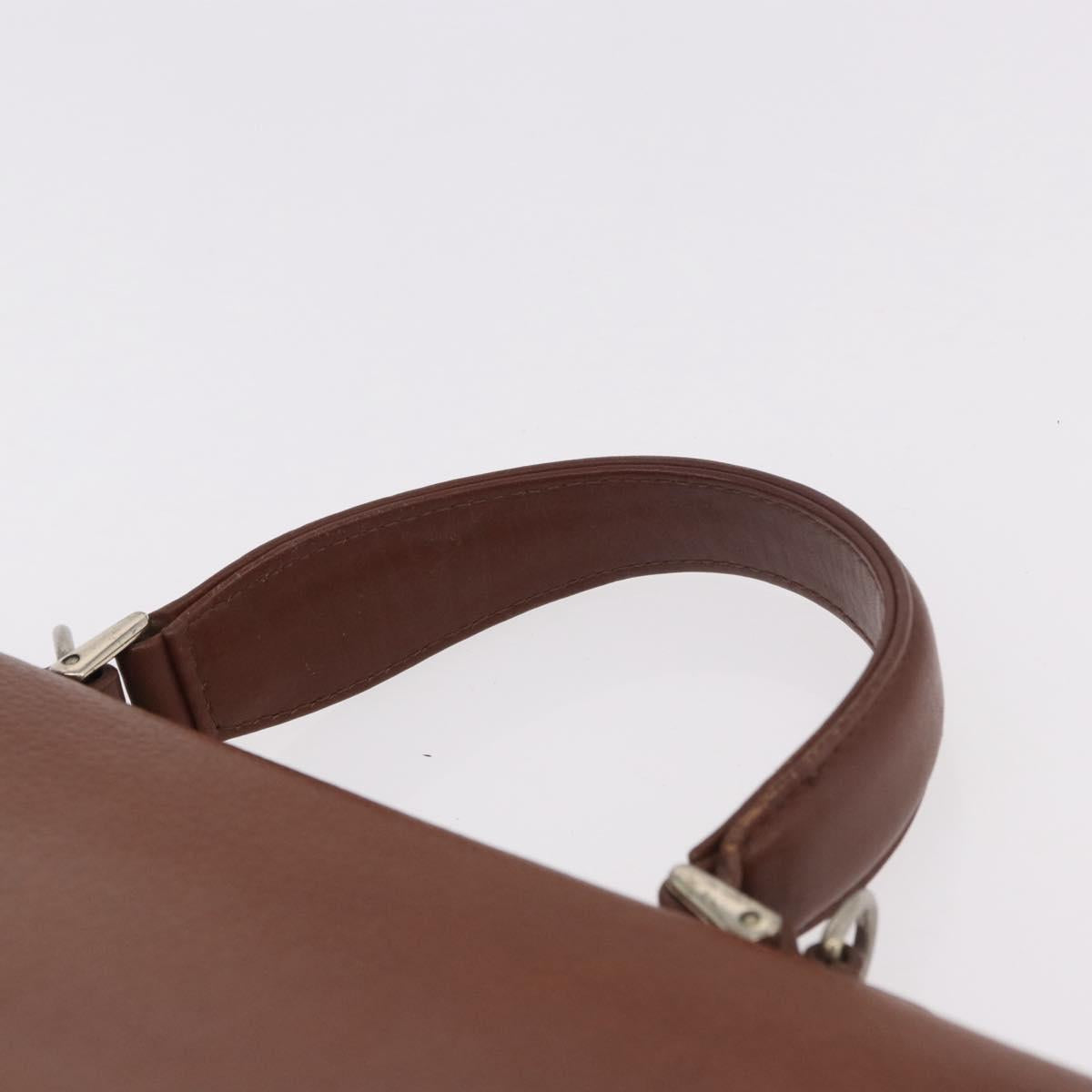Burberrys Hand Bag Leather Brown Gold Auth ep14751