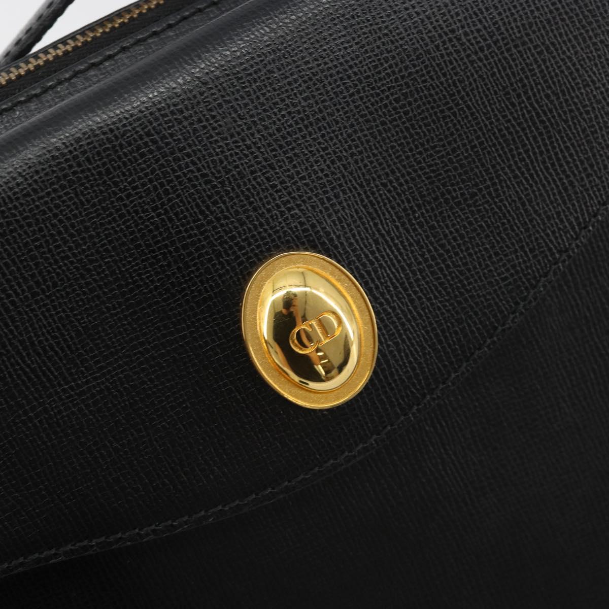 Christian Dior Shoulder Bag Leather Black Gold Auth ep14752