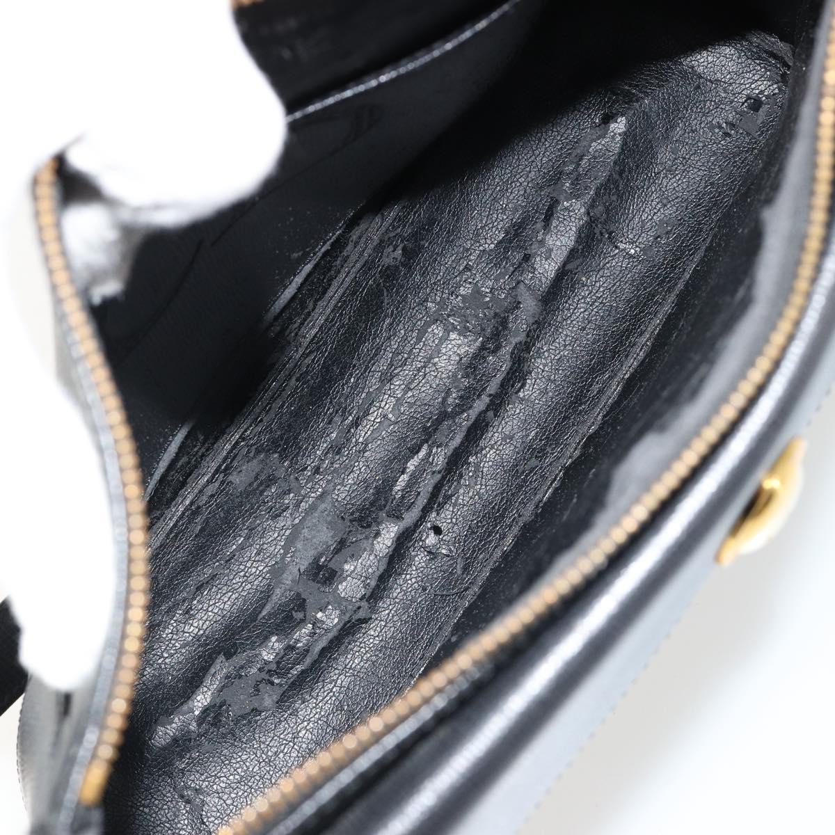 Christian Dior Shoulder Bag Leather Black Gold Auth ep14752