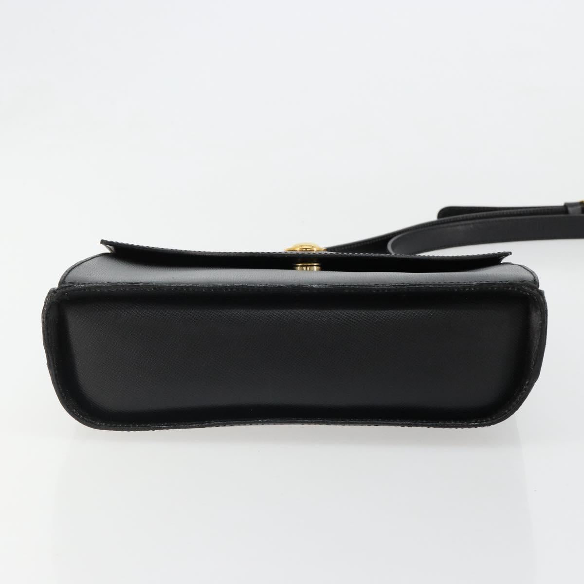 Christian Dior Shoulder Bag Leather Black Gold Auth ep14752