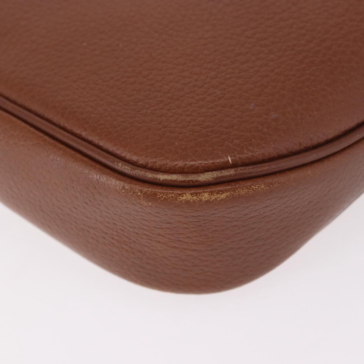 Burberrys Shoulder Bag Leather Brown Gold Auth ep14756