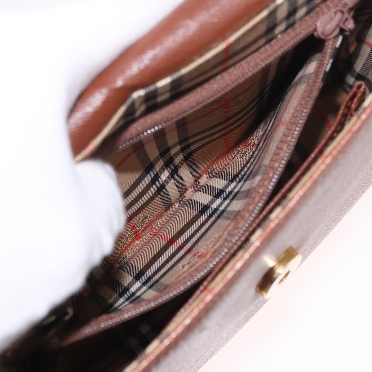 Burberrys Shoulder Bag Leather Brown Gold Auth ep14756