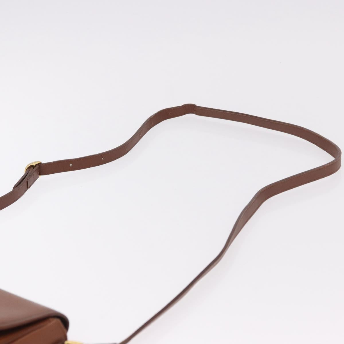 Burberrys Shoulder Bag Leather Brown Gold Auth ep14756