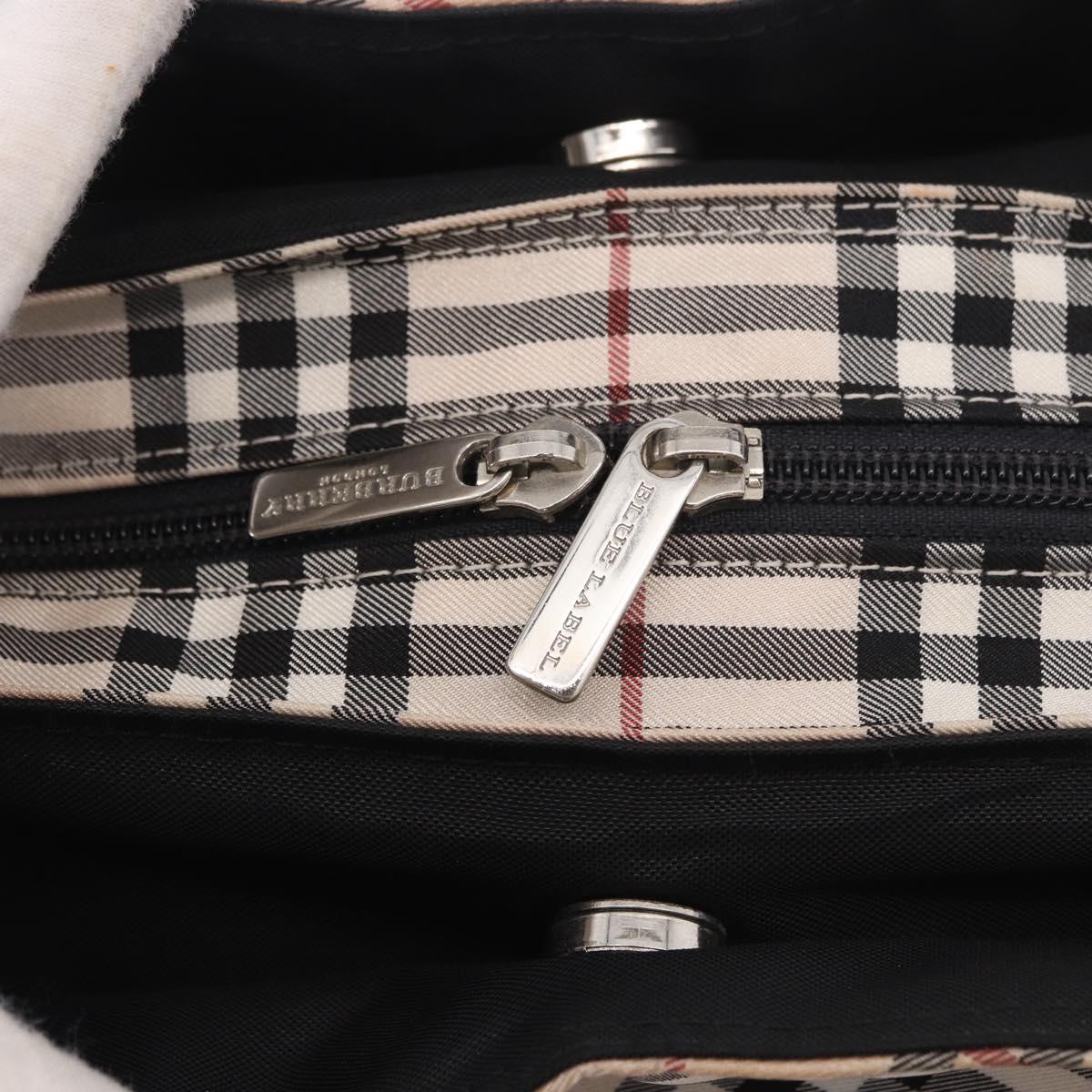 BURBERRY Nova Check Blue Label Hand Bag Canvas Beige Silver Auth ep14759