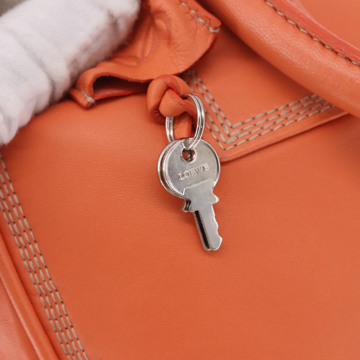 LOEWE Anagram Americana 28 Hand Bag Leather Orange Silver Auth ep14765