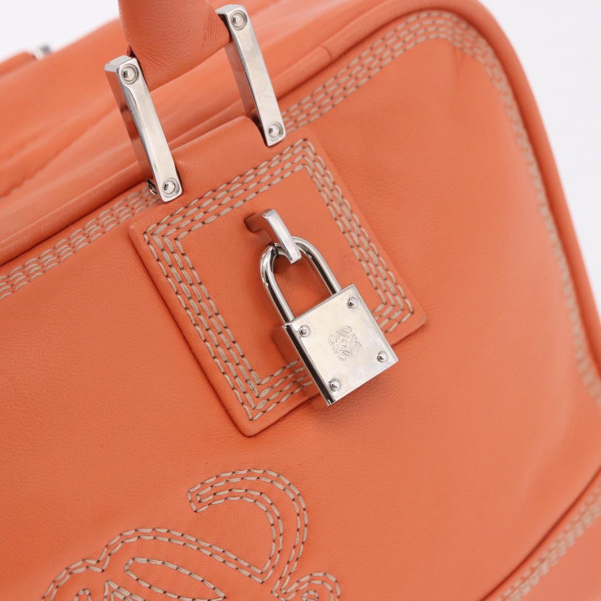 LOEWE Anagram Americana 28 Hand Bag Leather Orange Silver Auth ep14765
