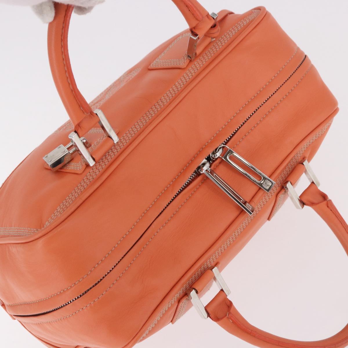 LOEWE Anagram Americana 28 Hand Bag Leather Orange Silver Auth ep14765