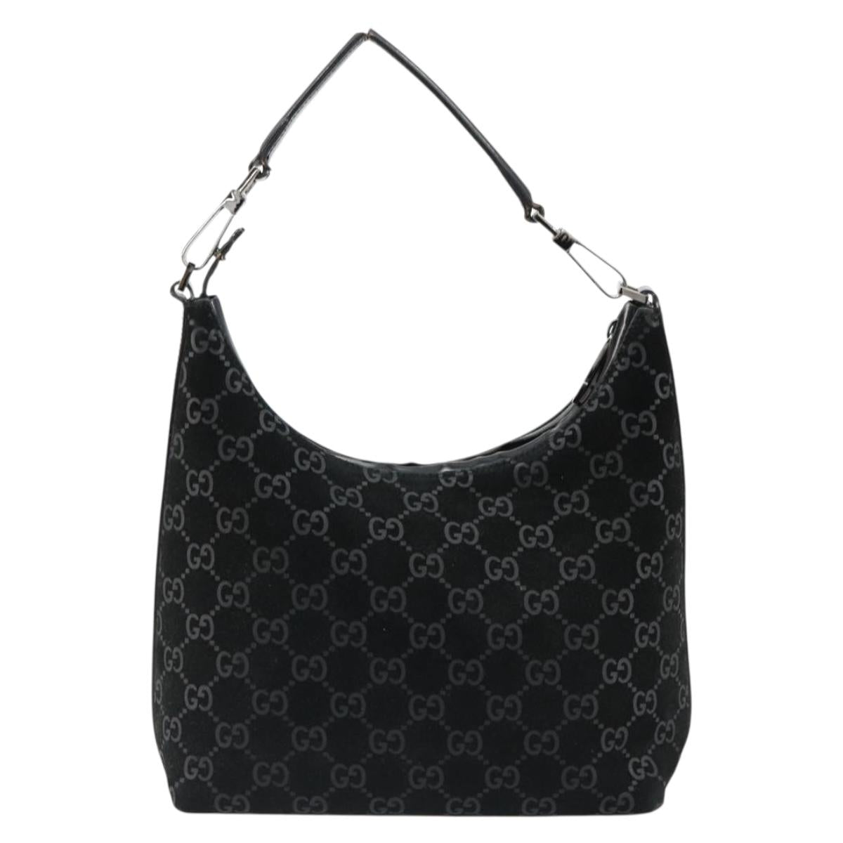 GUCCI GG Canvas Shoulder Bag Black Silver 000 0602 Auth ep14767