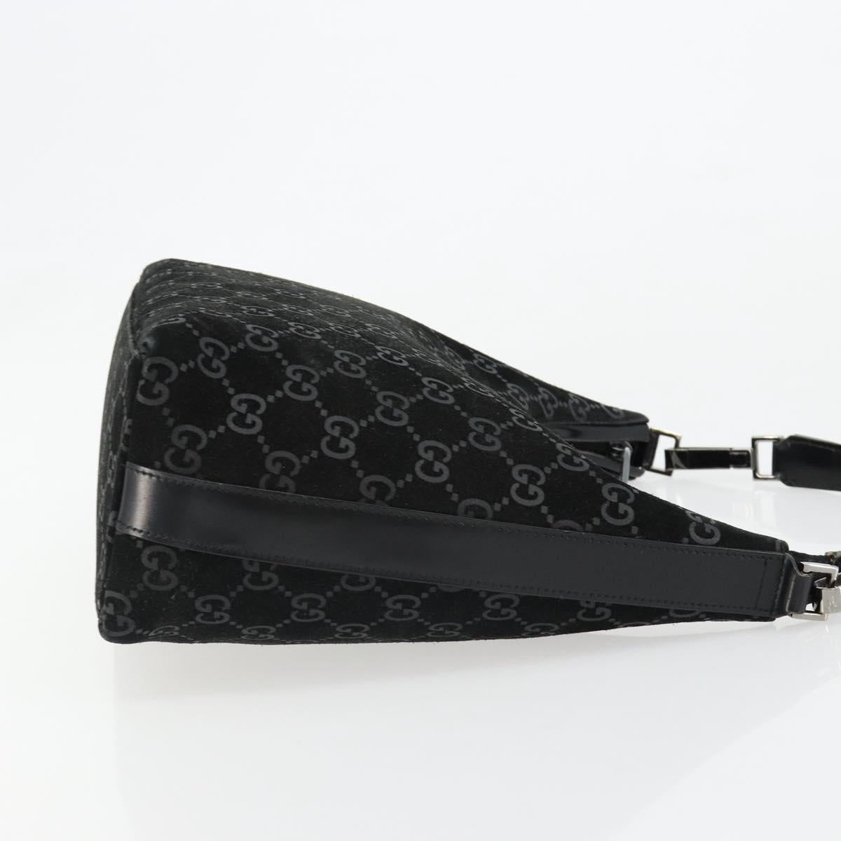 GUCCI GG Canvas Shoulder Bag Black Silver 000 0602 Auth ep14767