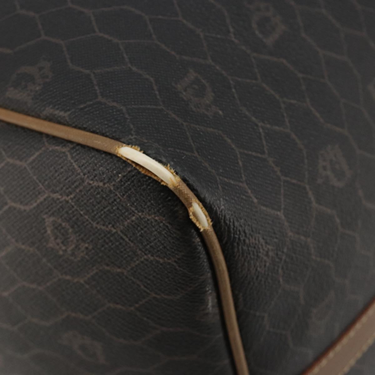 Christian Dior Honeycomb Canvas Boston Bag PVC Black Gold Auth ep14768