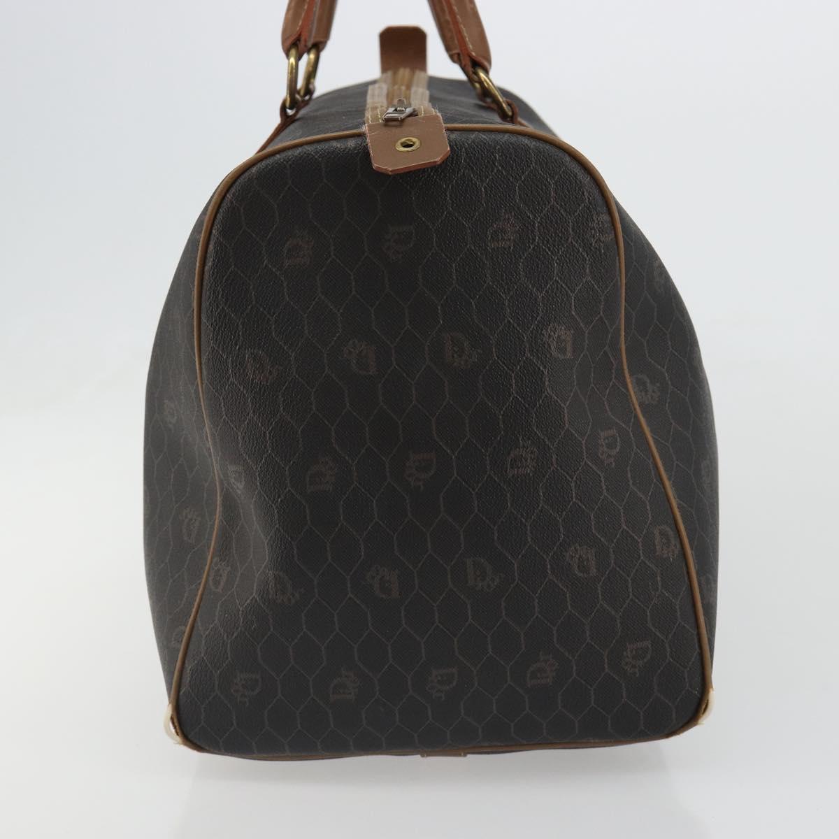 Christian Dior Honeycomb Canvas Boston Bag PVC Black Gold Auth ep14768