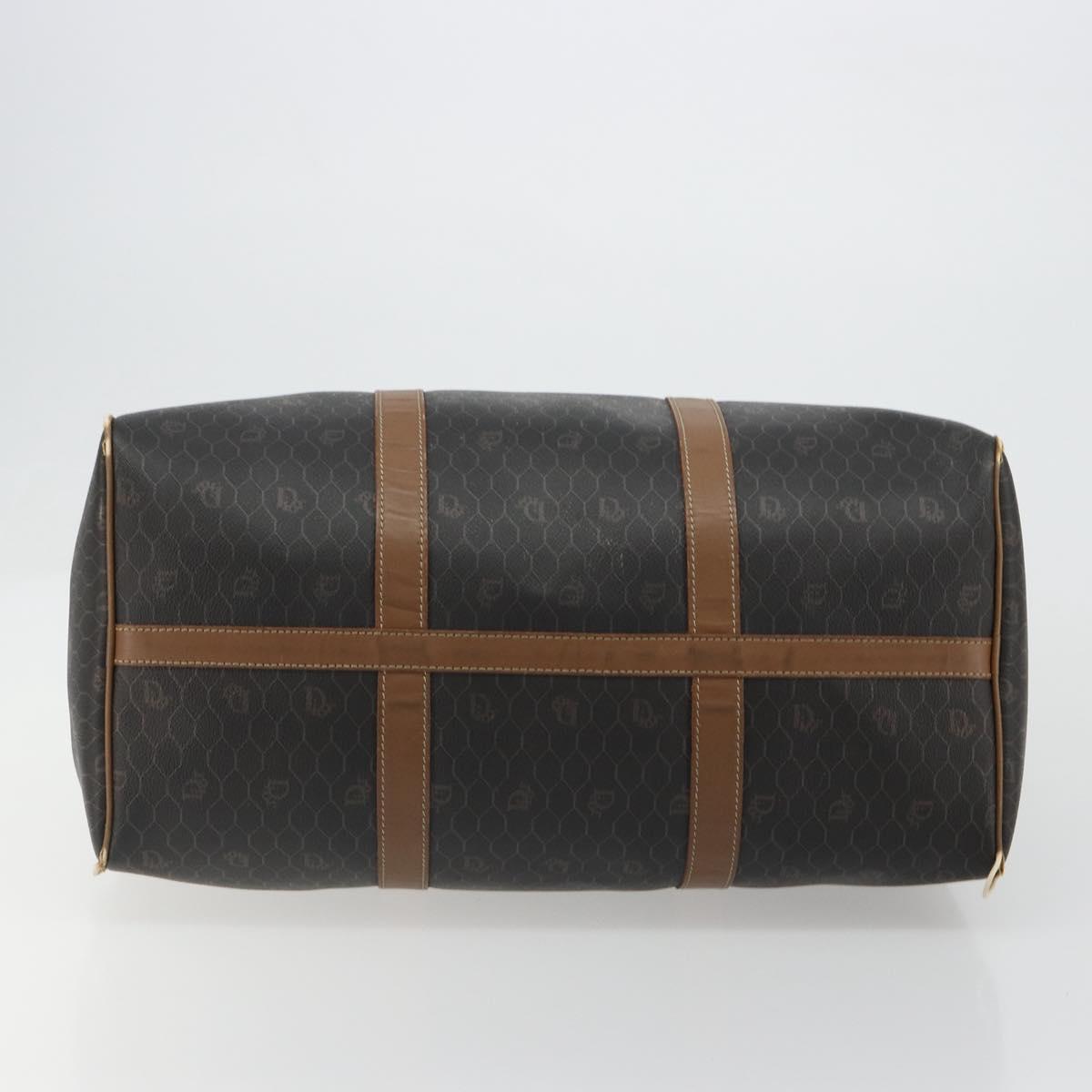 Christian Dior Honeycomb Canvas Boston Bag PVC Black Gold Auth ep14768