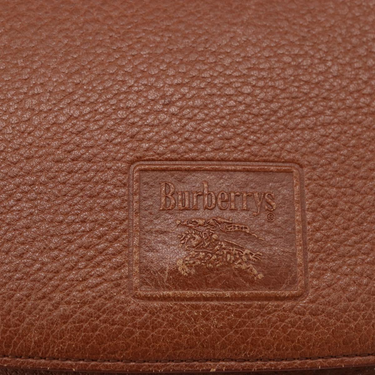 Burberrys Shoulder Bag Leather Brown Gold Auth ep14772