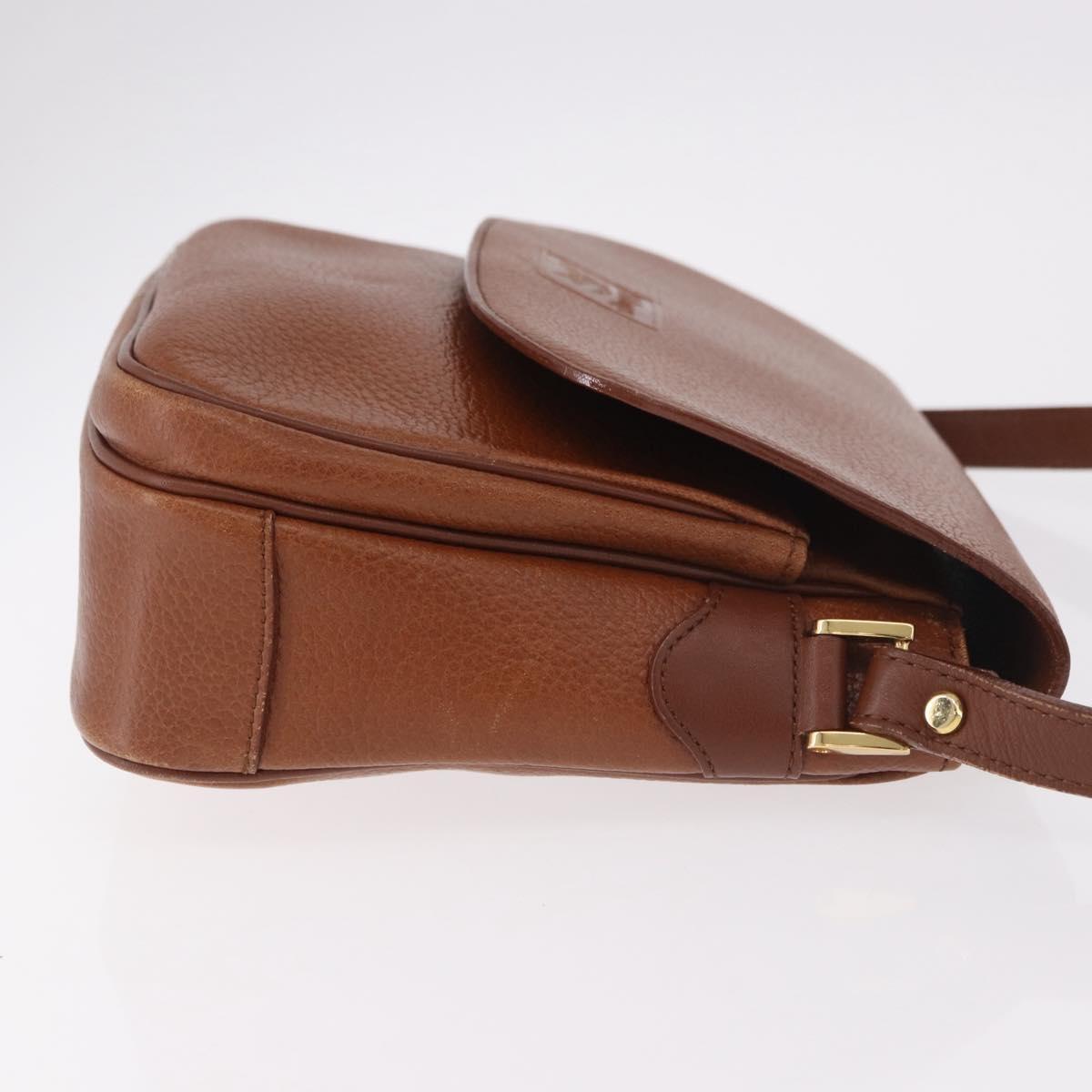 Burberrys Shoulder Bag Leather Brown Gold Auth ep14772