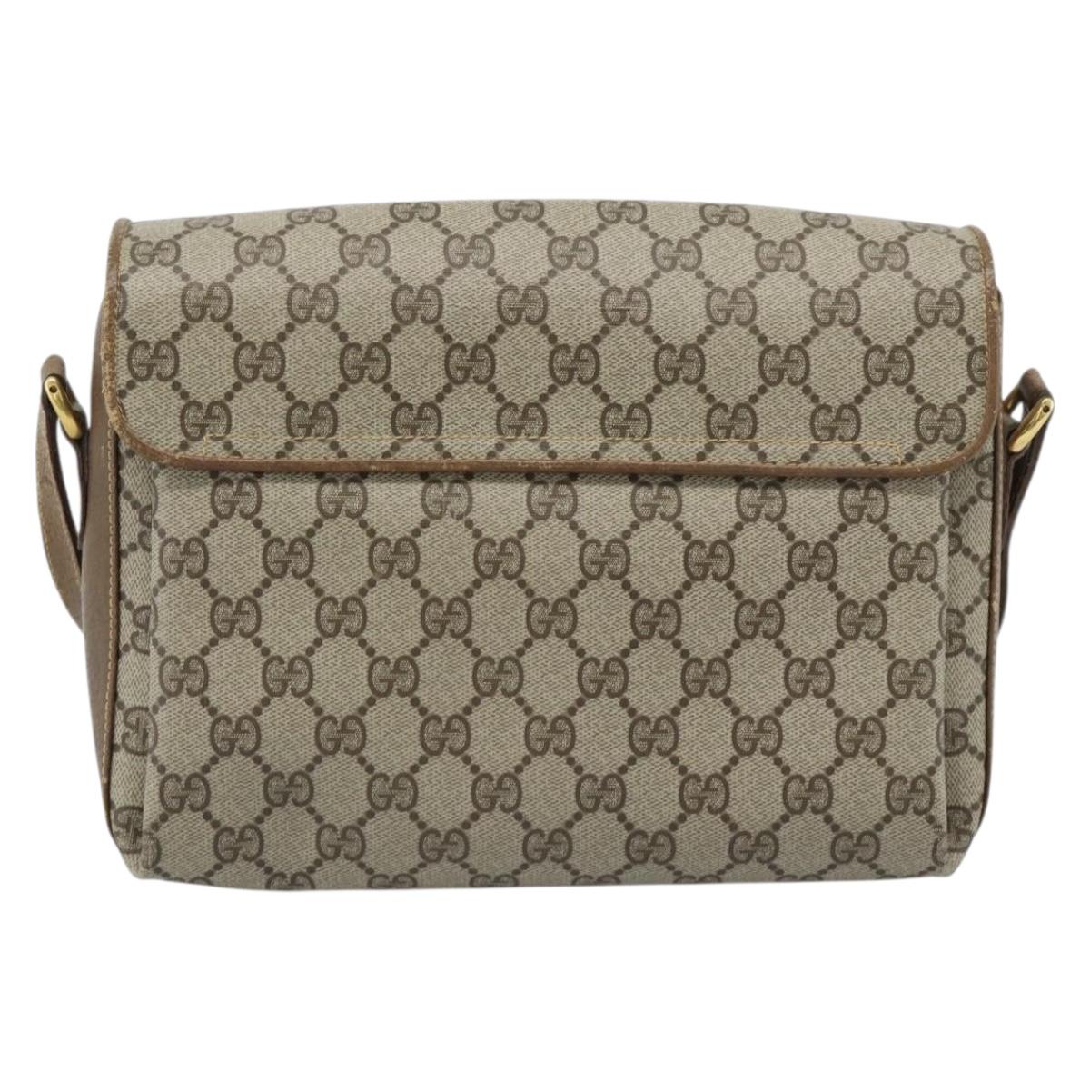 GUCCI GG Supreme Web Sherry Line Bag PVC Beige Gold 904 02 084 Auth ep14773