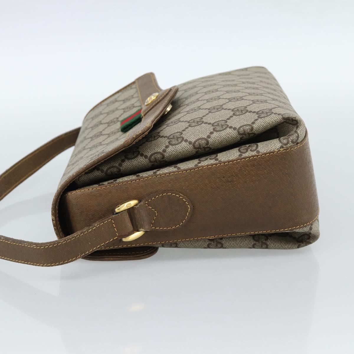 GUCCI GG Supreme Web Sherry Line Bag PVC Beige Gold 904 02 084 Auth ep14773
