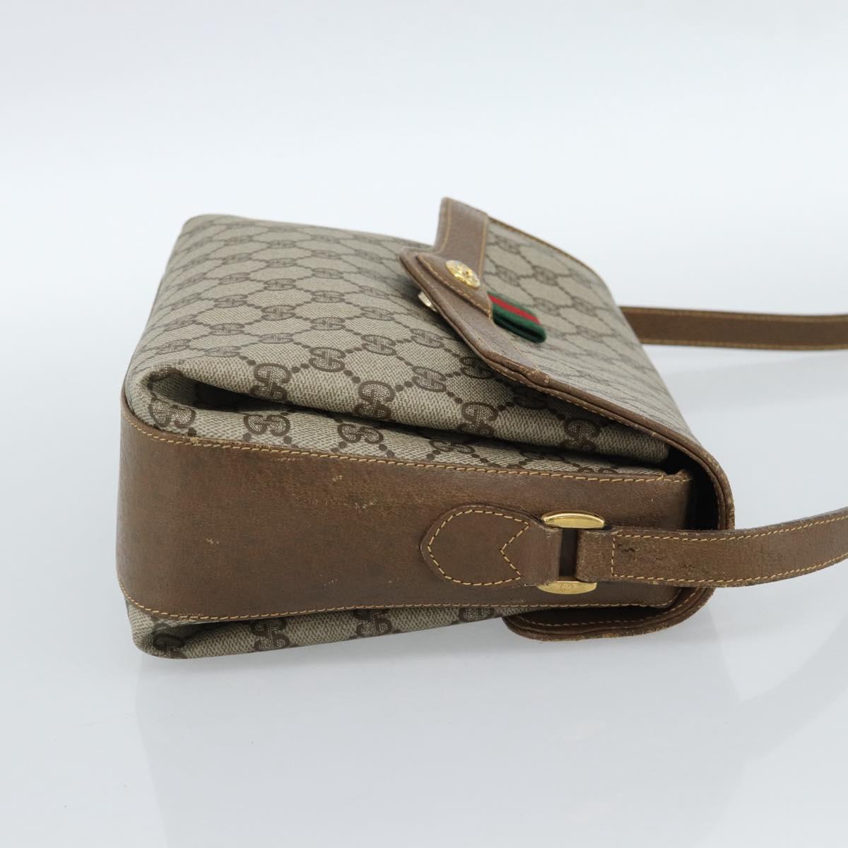 GUCCI GG Supreme Web Sherry Line Bag PVC Beige Gold 904 02 084 Auth ep14773