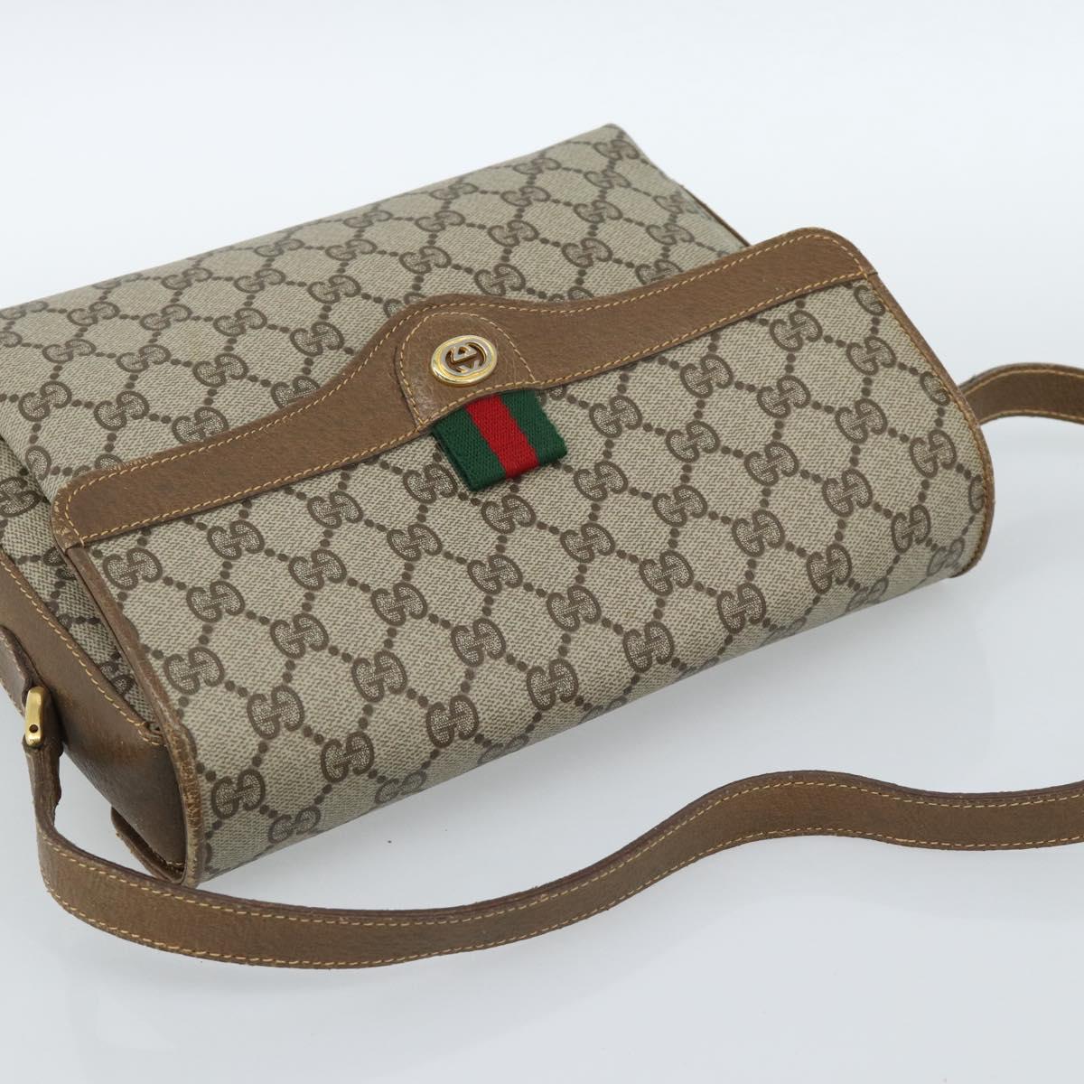 GUCCI GG Supreme Web Sherry Line Bag PVC Beige Gold 904 02 084 Auth ep14773