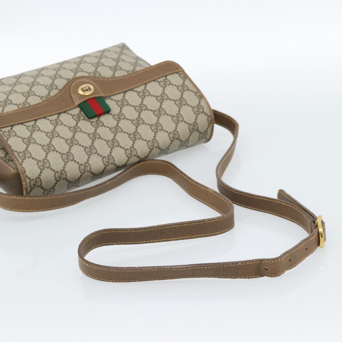 GUCCI GG Supreme Web Sherry Line Bag PVC Beige Gold 904 02 084 Auth ep14773