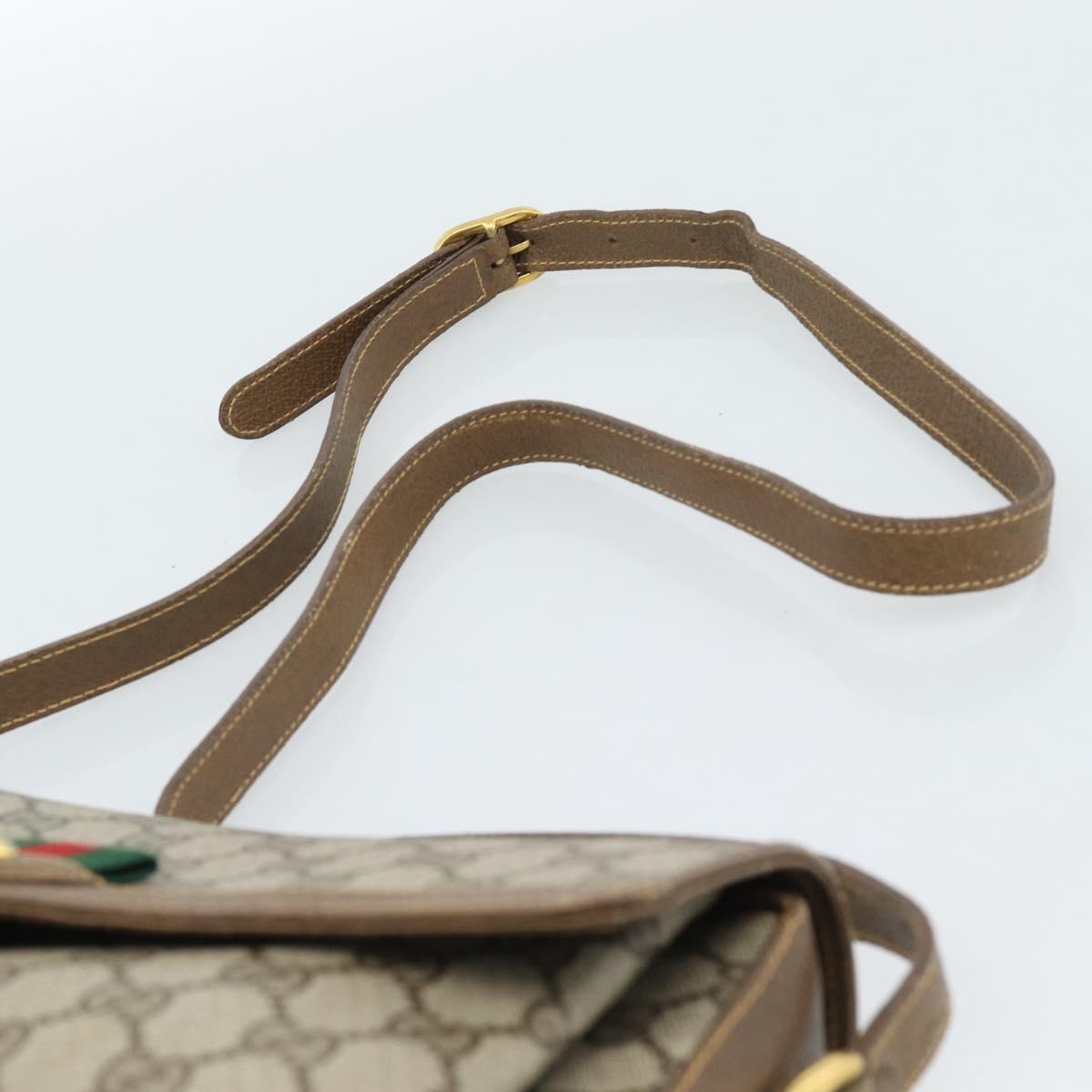GUCCI GG Supreme Web Sherry Line Bag PVC Beige Gold 904 02 084 Auth ep14773