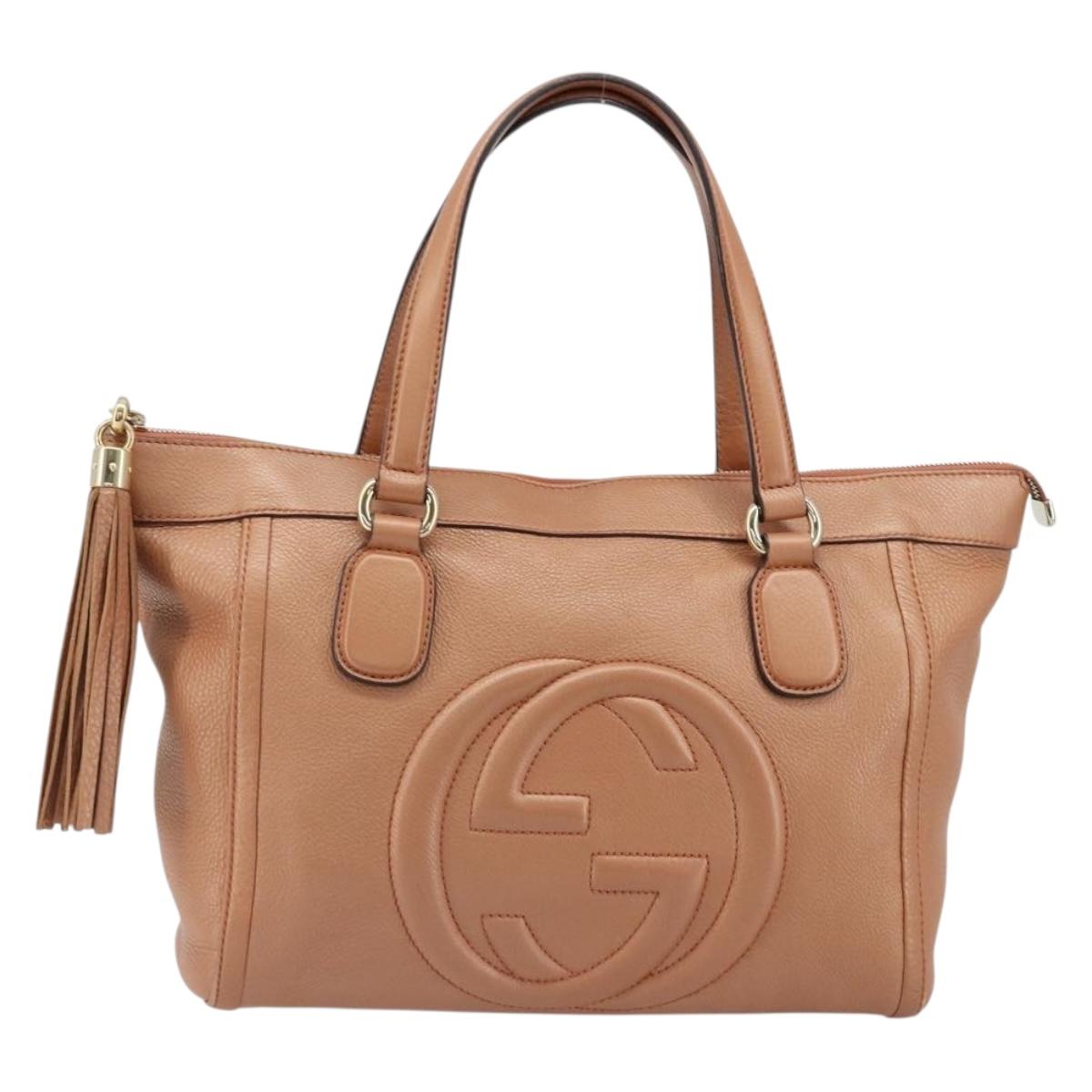 GUCCI Soho Tote Bag Leather Orange Gold 282307 Auth ep14774A