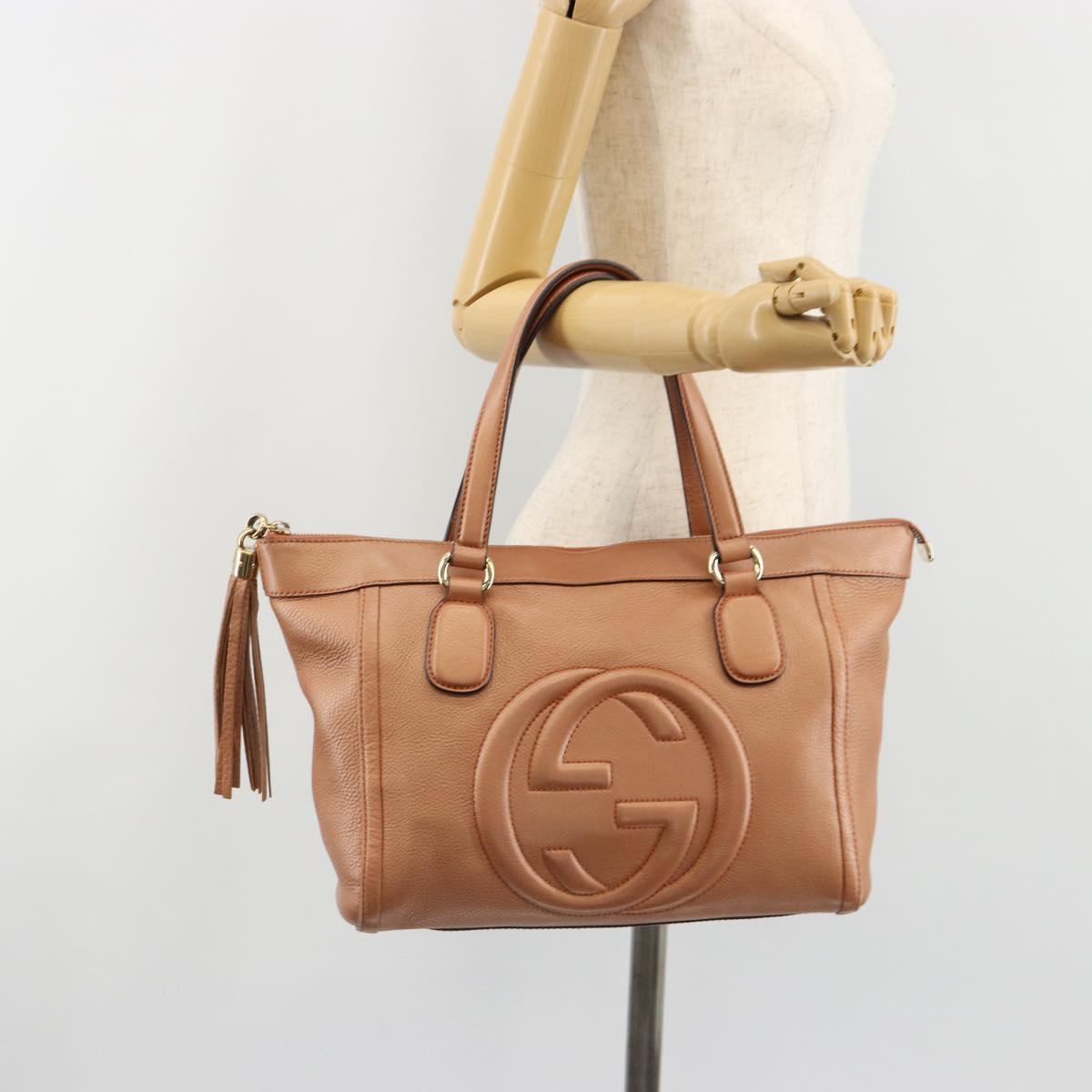 GUCCI Soho Tote Bag Leather Orange Gold 282307 Auth ep14774A