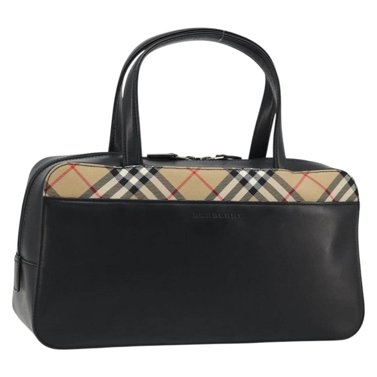 BURBERRY Hand Bag Leather Black Silver Auth ep14775A