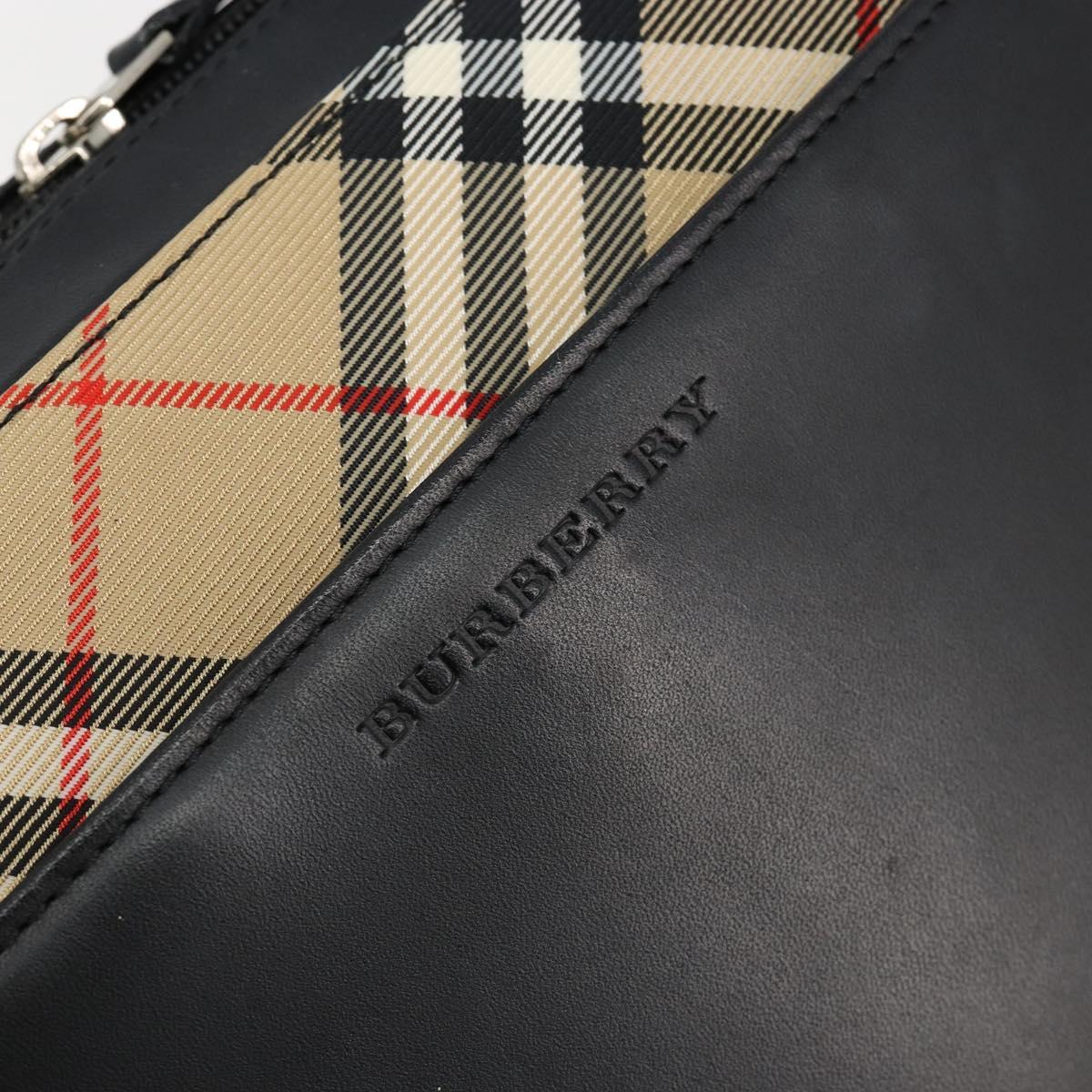 BURBERRY Hand Bag Leather Black Silver Auth ep14775A
