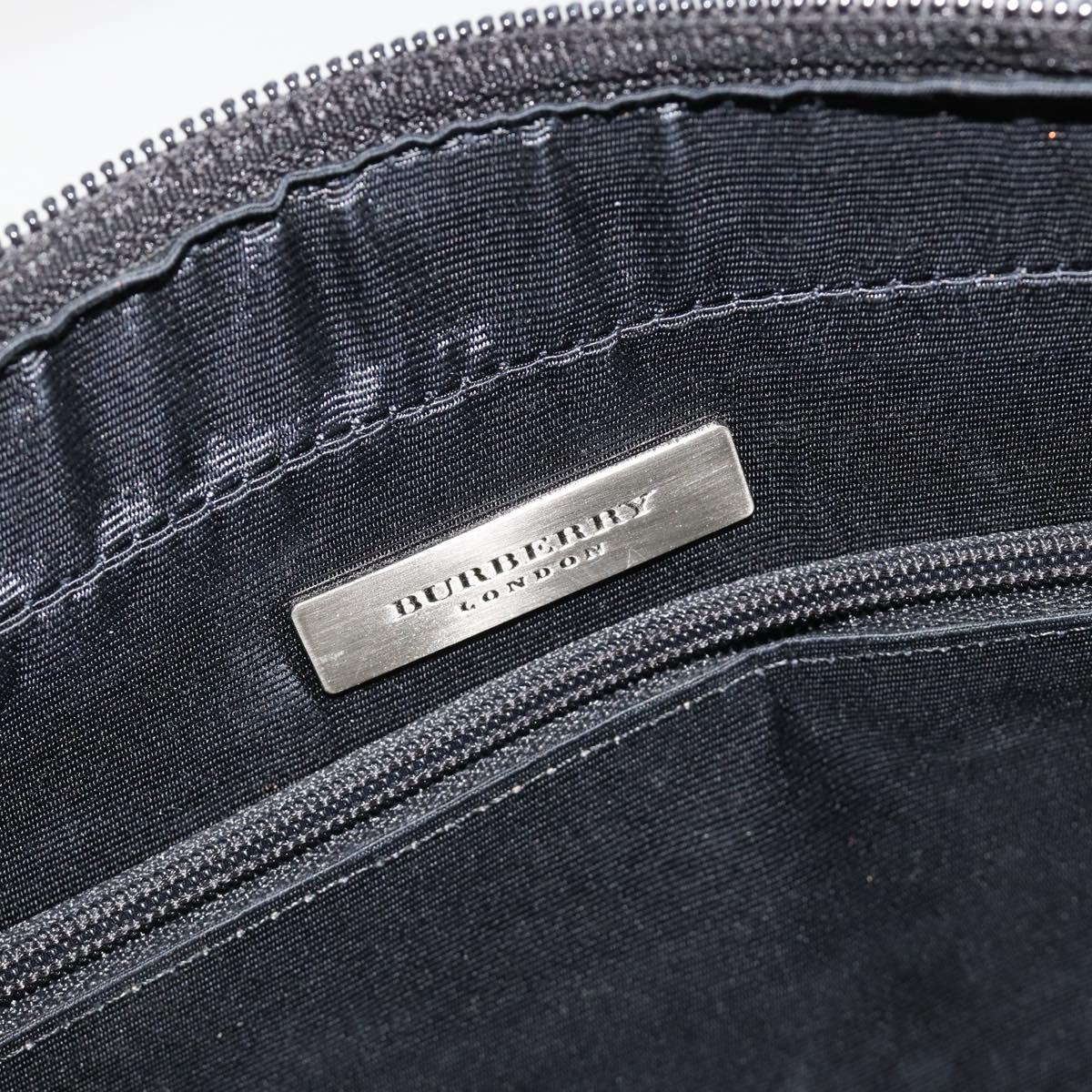 BURBERRY Hand Bag Leather Black Silver Auth ep14775A
