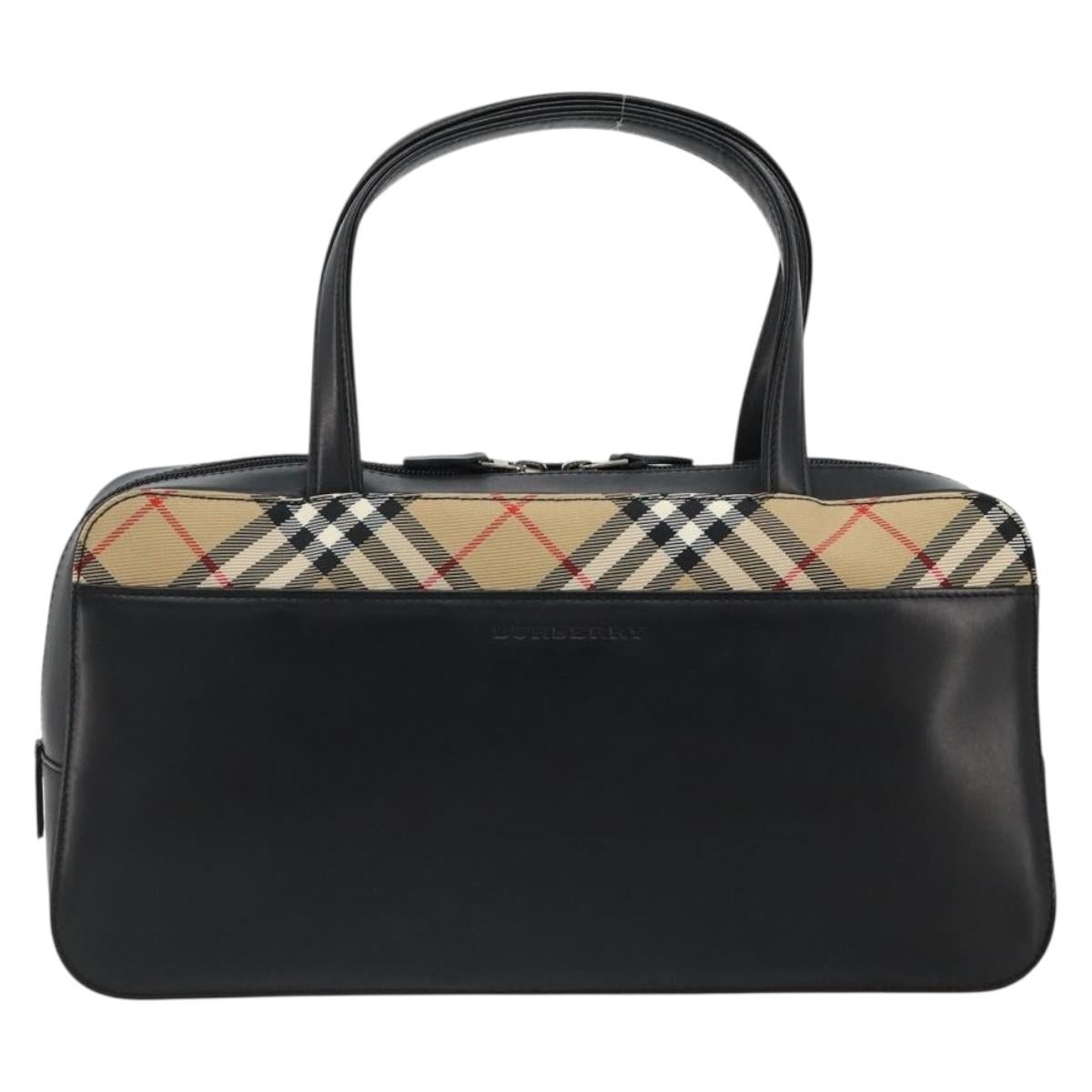 BURBERRY Hand Bag Leather Black Silver Auth ep14775A