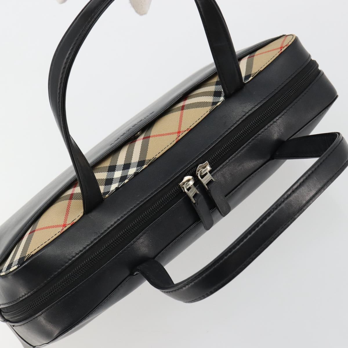 BURBERRY Hand Bag Leather Black Silver Auth ep14775A