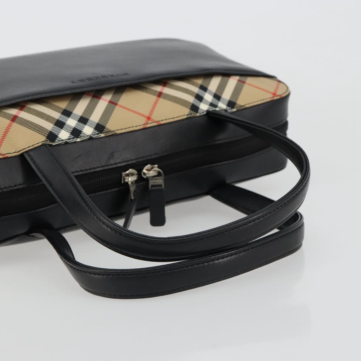 BURBERRY Hand Bag Leather Black Silver Auth ep14775A