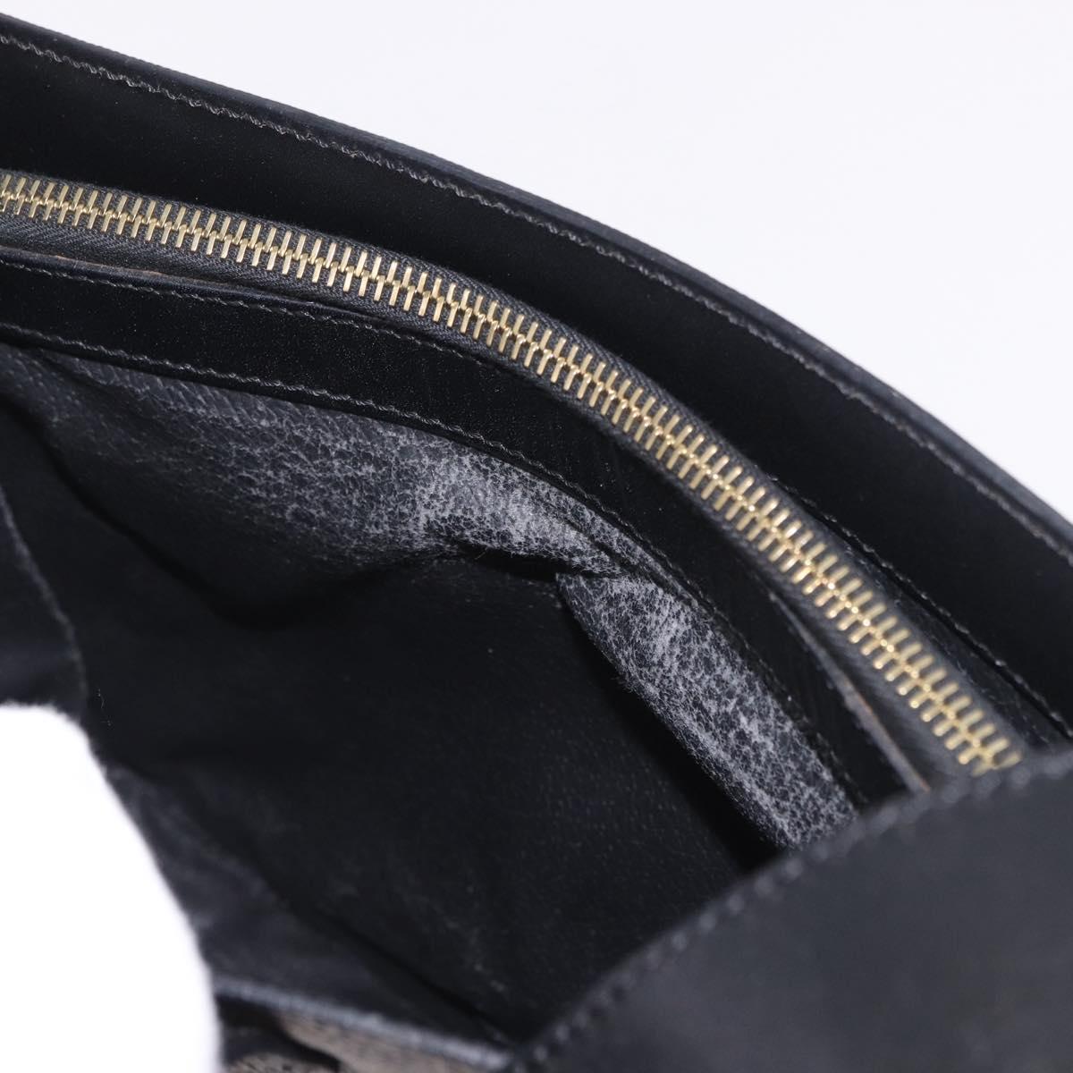 CELINE Macadam Canvas Shoulder Bag PVC Leather Black Gold Auth ep14777