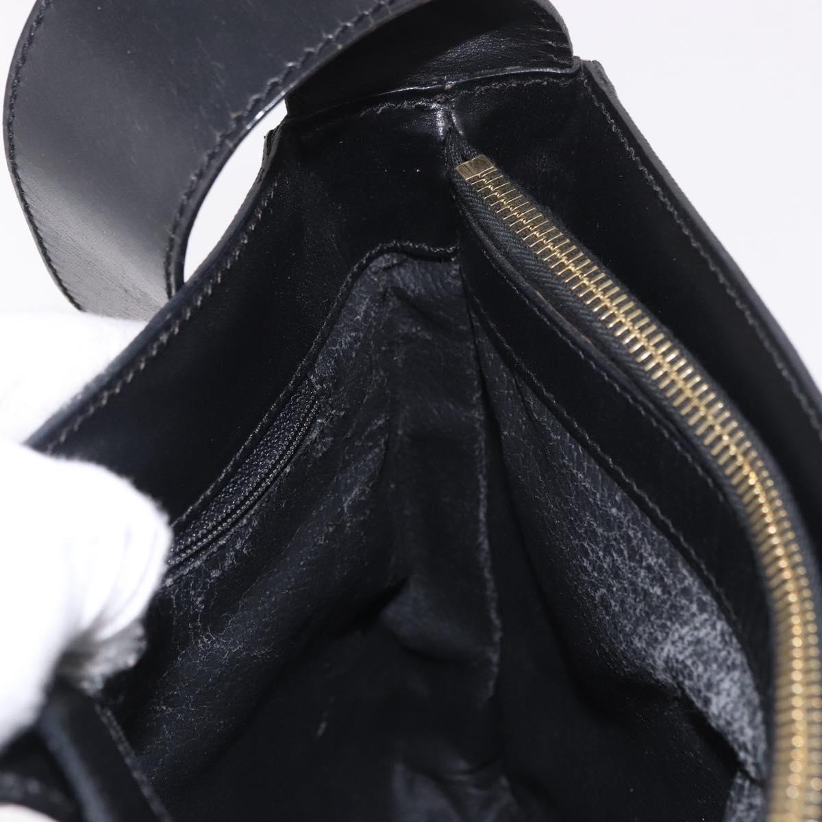 CELINE Macadam Canvas Shoulder Bag PVC Leather Black Gold Auth ep14777