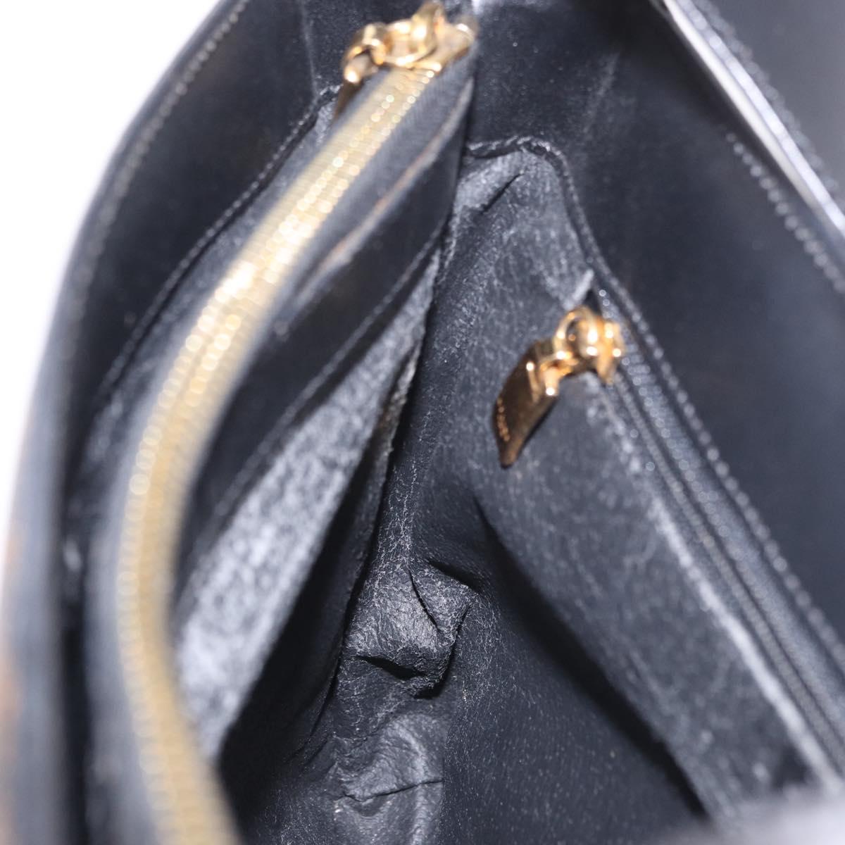 CELINE Macadam Canvas Shoulder Bag PVC Leather Black Gold Auth ep14777