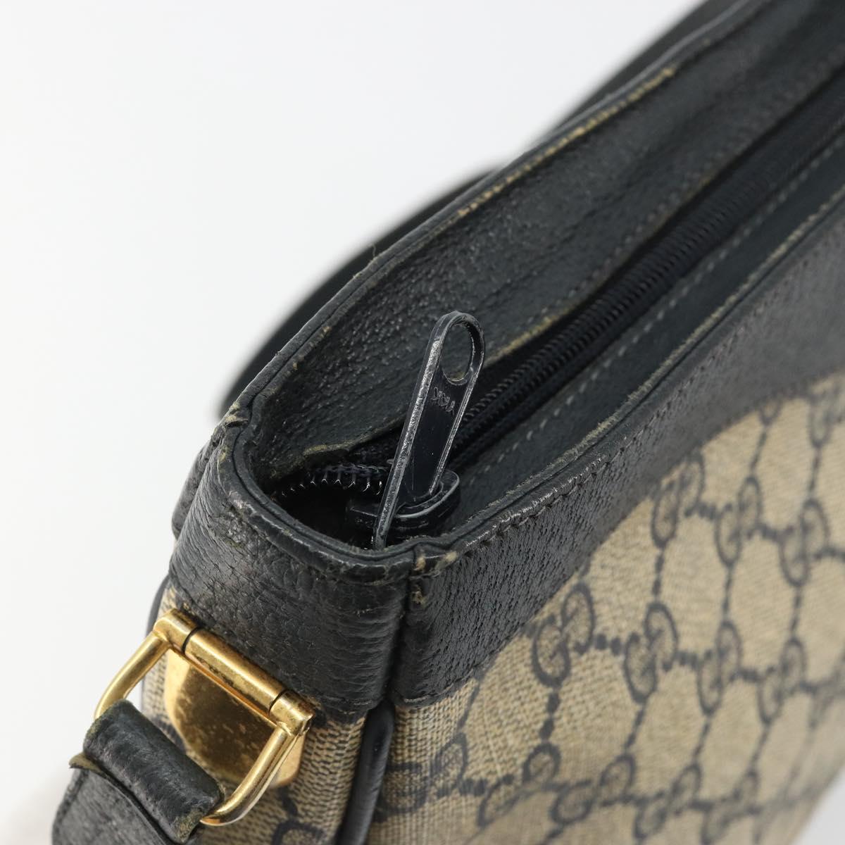 GUCCI GG Supreme Shoulder Bag PVC Navy Gold Auth ep14778
