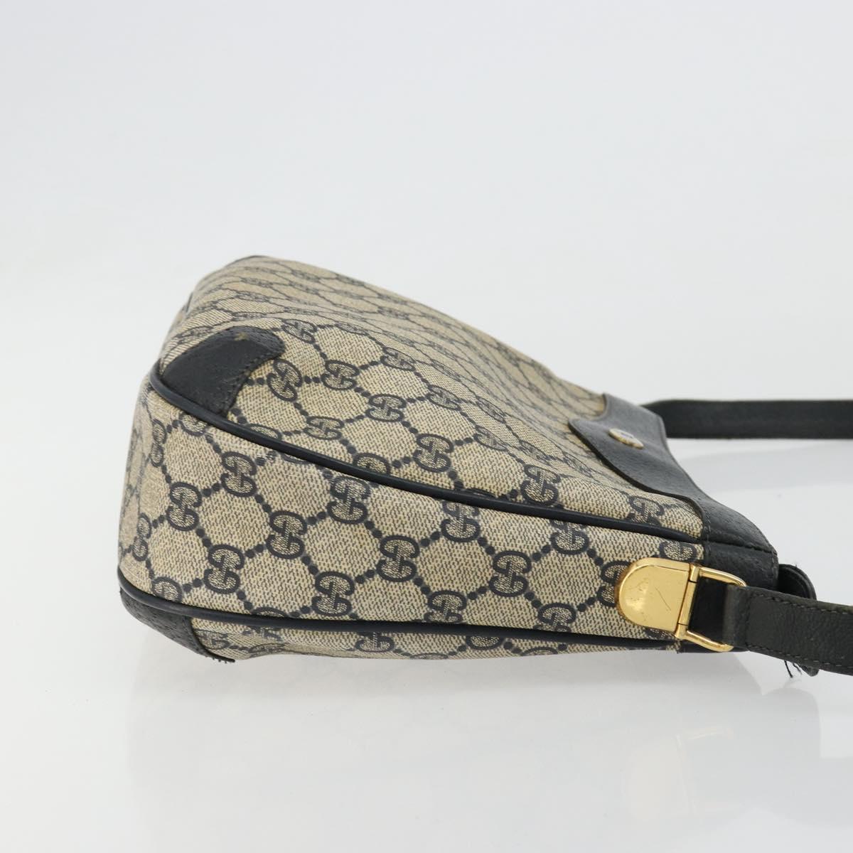 GUCCI GG Supreme Shoulder Bag PVC Navy Gold Auth ep14778