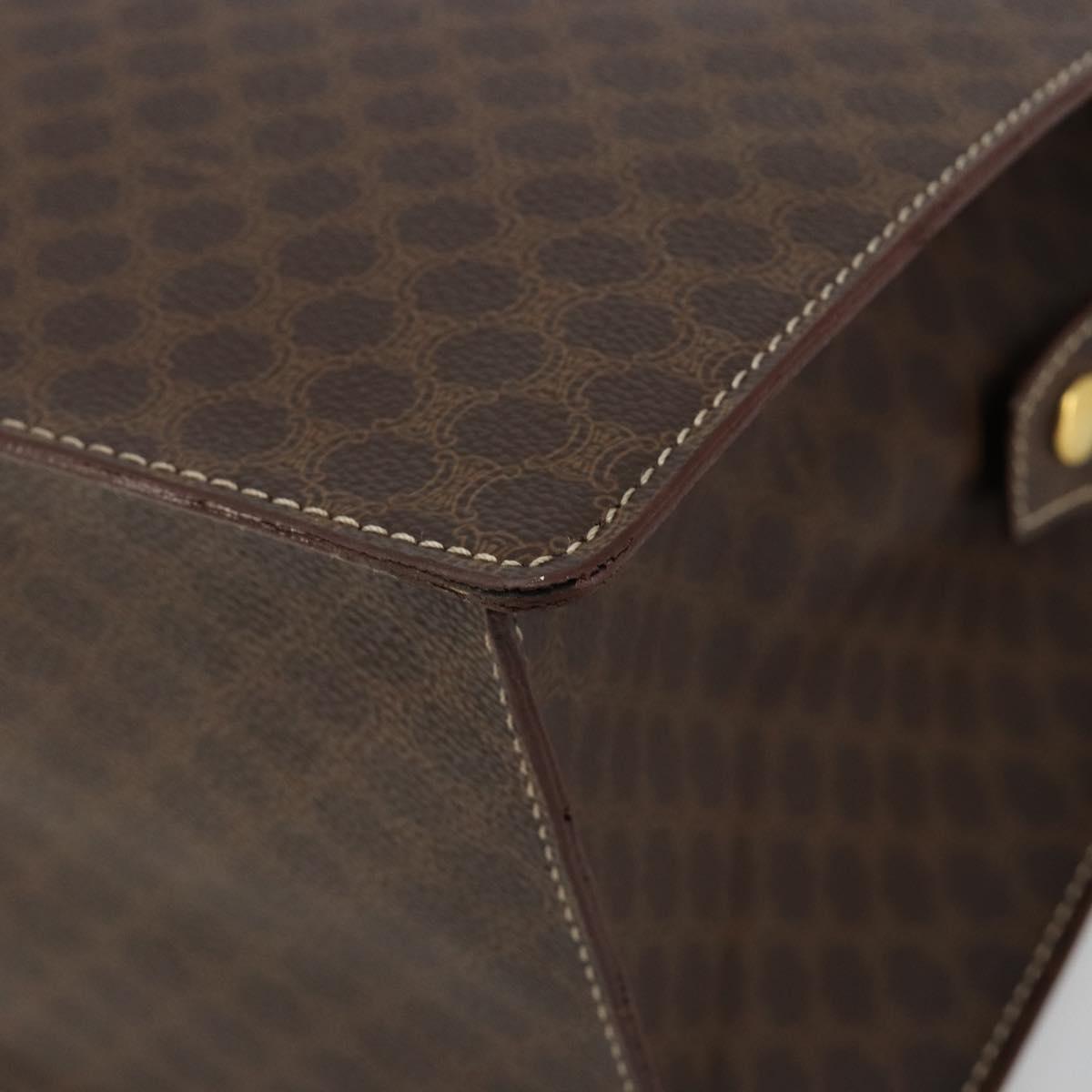 CELINE Macadam Canvas Hand Bag PVC Leather Brown Gold Auth ep14779
