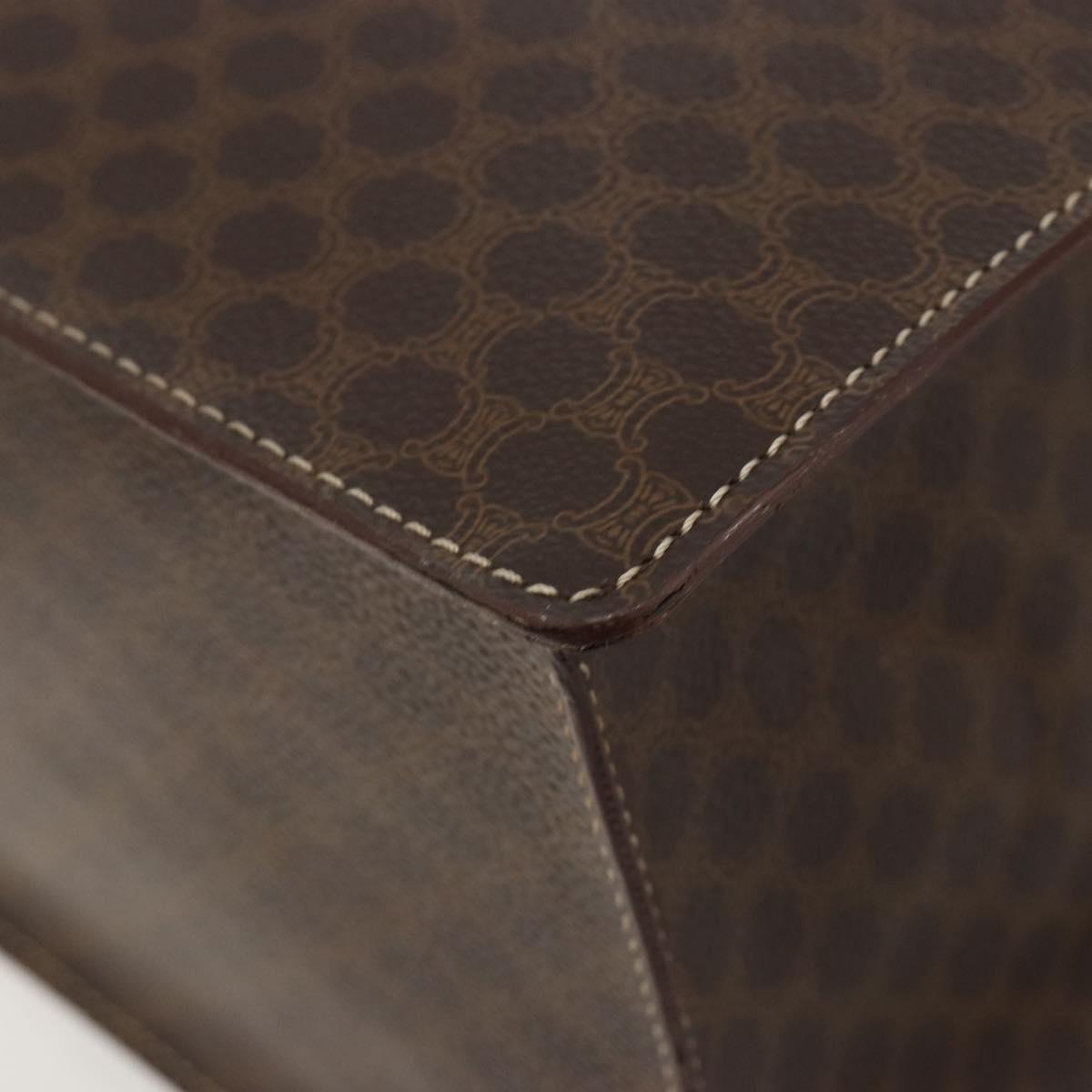 CELINE Macadam Canvas Hand Bag PVC Leather Brown Gold Auth ep14779