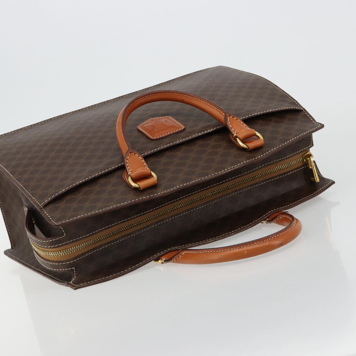 CELINE Macadam Canvas Hand Bag PVC Leather Brown Gold Auth ep14779
