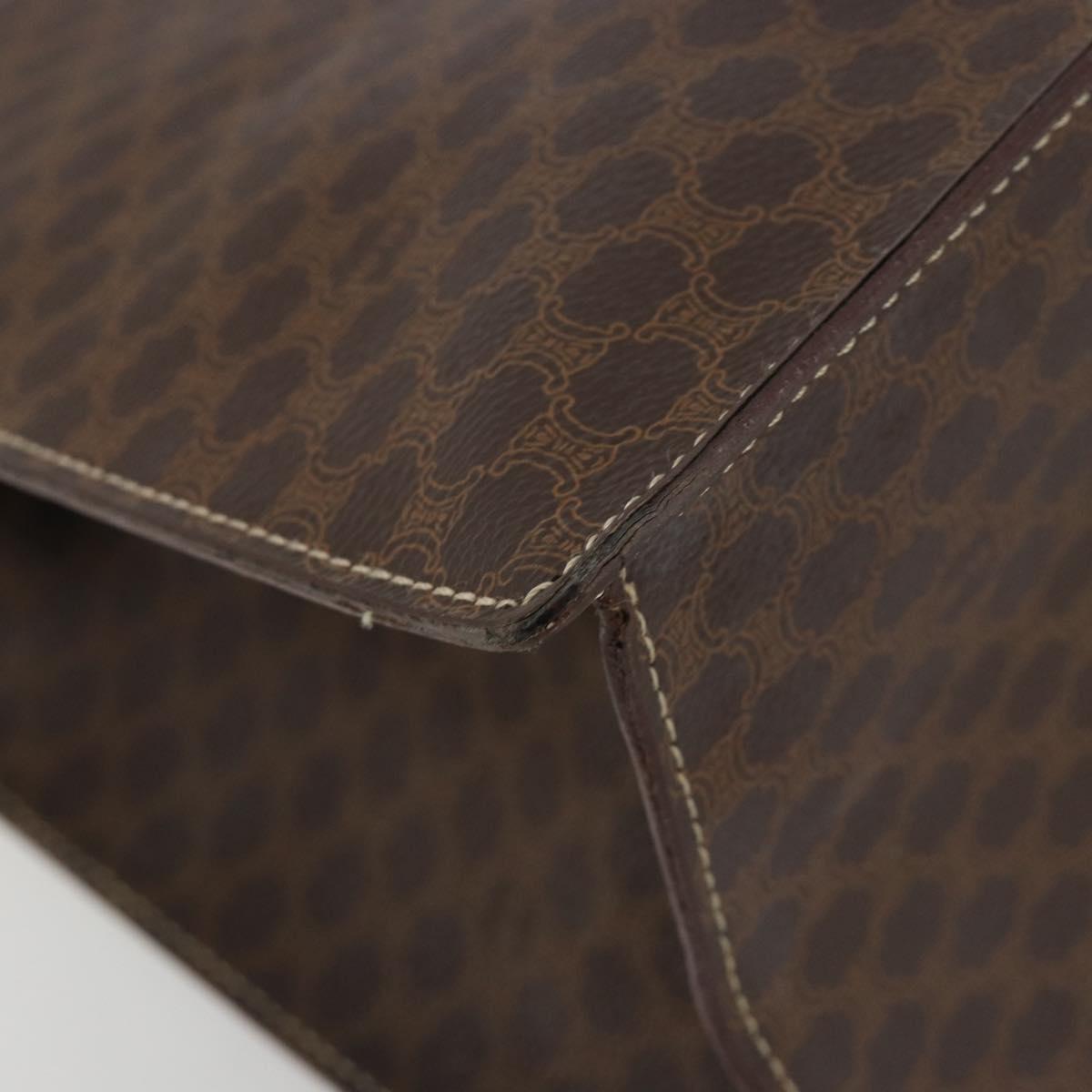 CELINE Macadam Canvas Hand Bag PVC Leather Brown Gold Auth ep14780