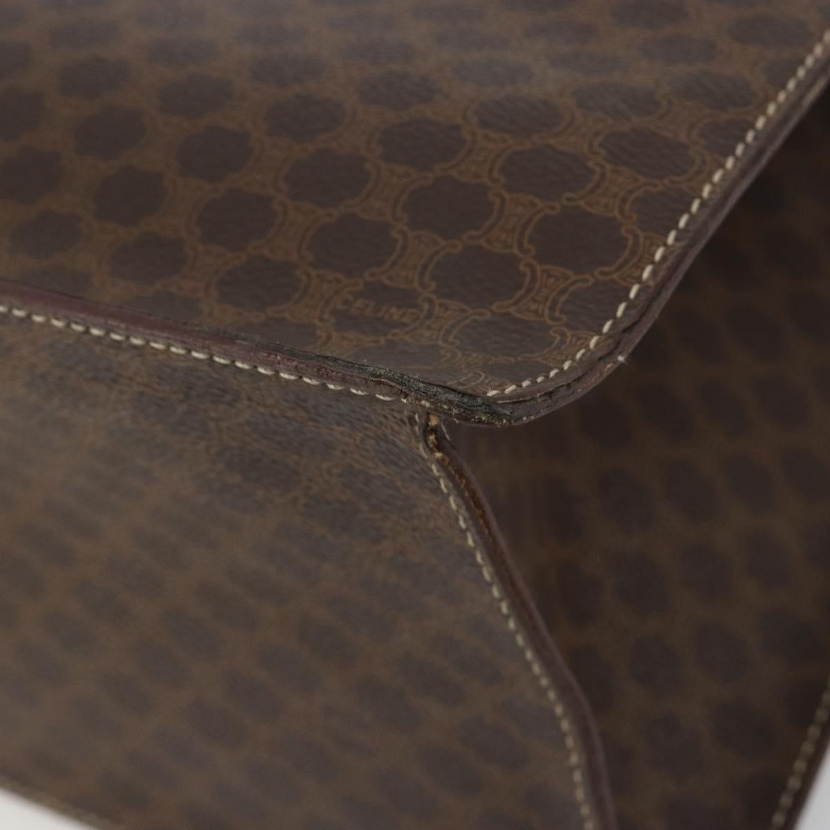 CELINE Macadam Canvas Hand Bag PVC Leather Brown Gold Auth ep14780