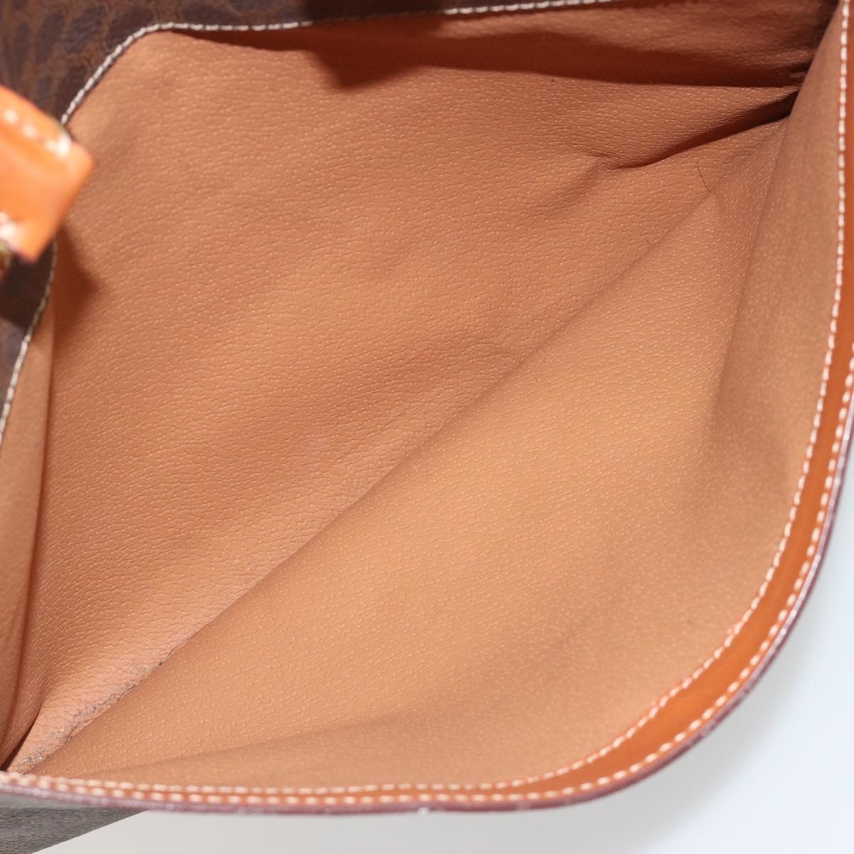 CELINE Macadam Canvas Hand Bag PVC Leather Brown Gold Auth ep14780