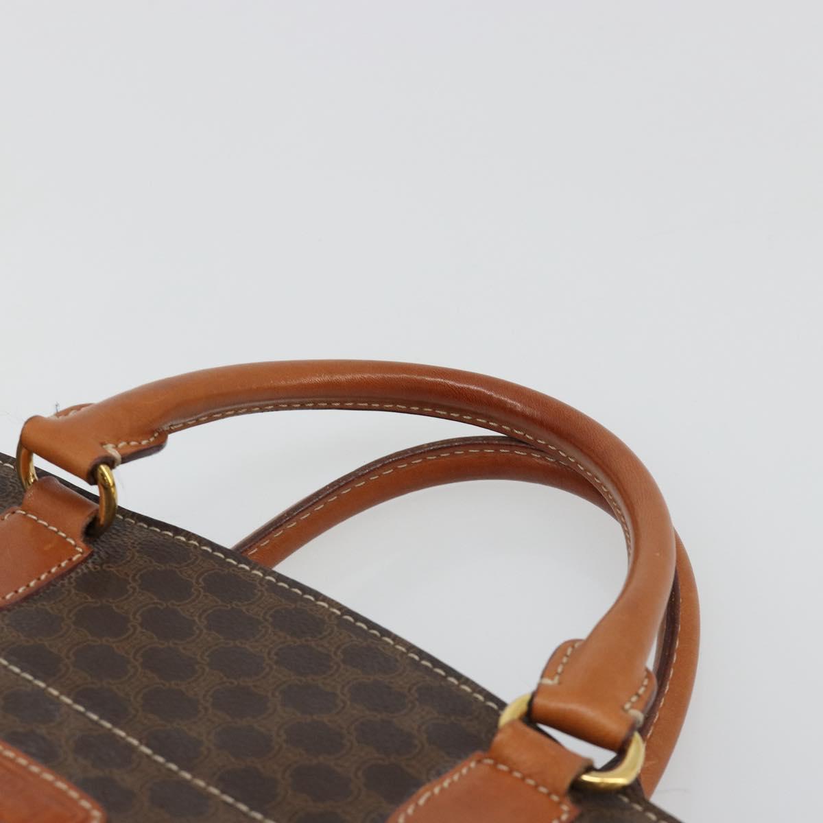 CELINE Macadam Canvas Hand Bag PVC Leather Brown Gold Auth ep14780