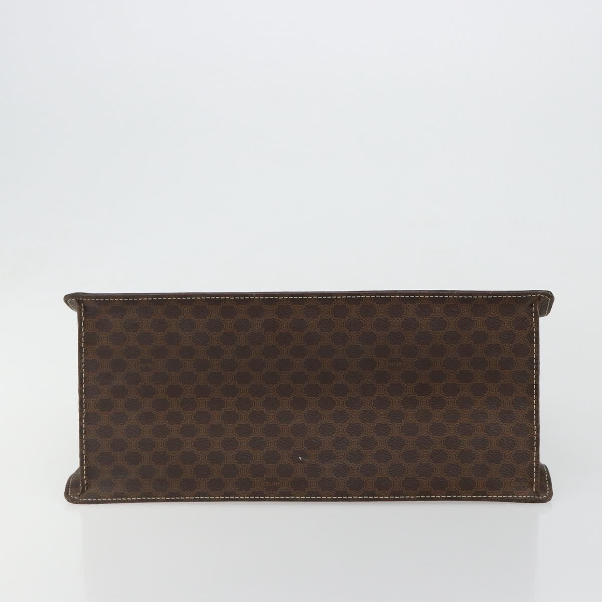 CELINE Macadam Canvas Hand Bag PVC Leather Brown Gold Auth ep14780